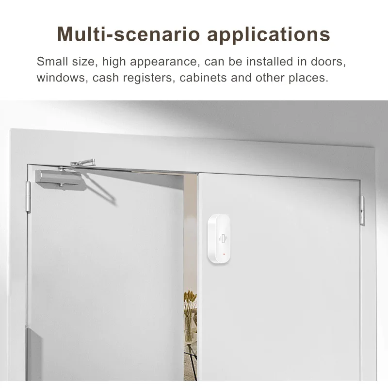 Tuya WiFi Vibration Sensor - Dual-Scenario Monitor For Homes And Industrial Equipment, Compatible With Alexa/Google Home.