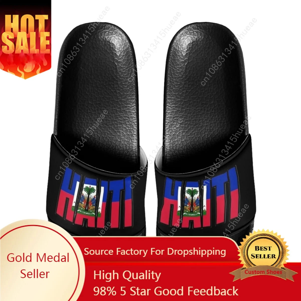 

Fashion Haiti Flag Printing Flat Slippers Indoor Non-slip Couple Home Shower Slides Comfortable Soft Sole Cozy Sandals Gift New