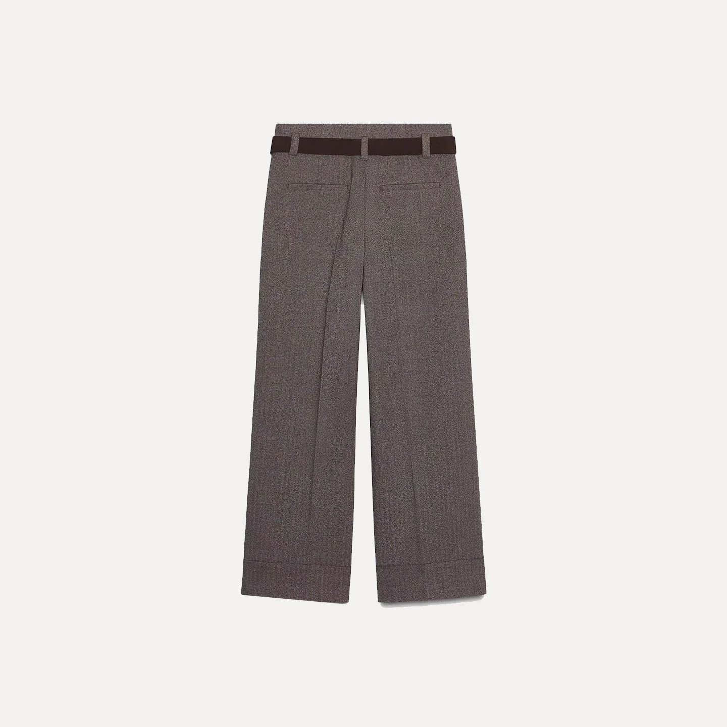 Faionable op maat gemaakte broek met riem hoge taille rechte pijpen lange broek voor dames herfst 2025, zigzagpatroon personali