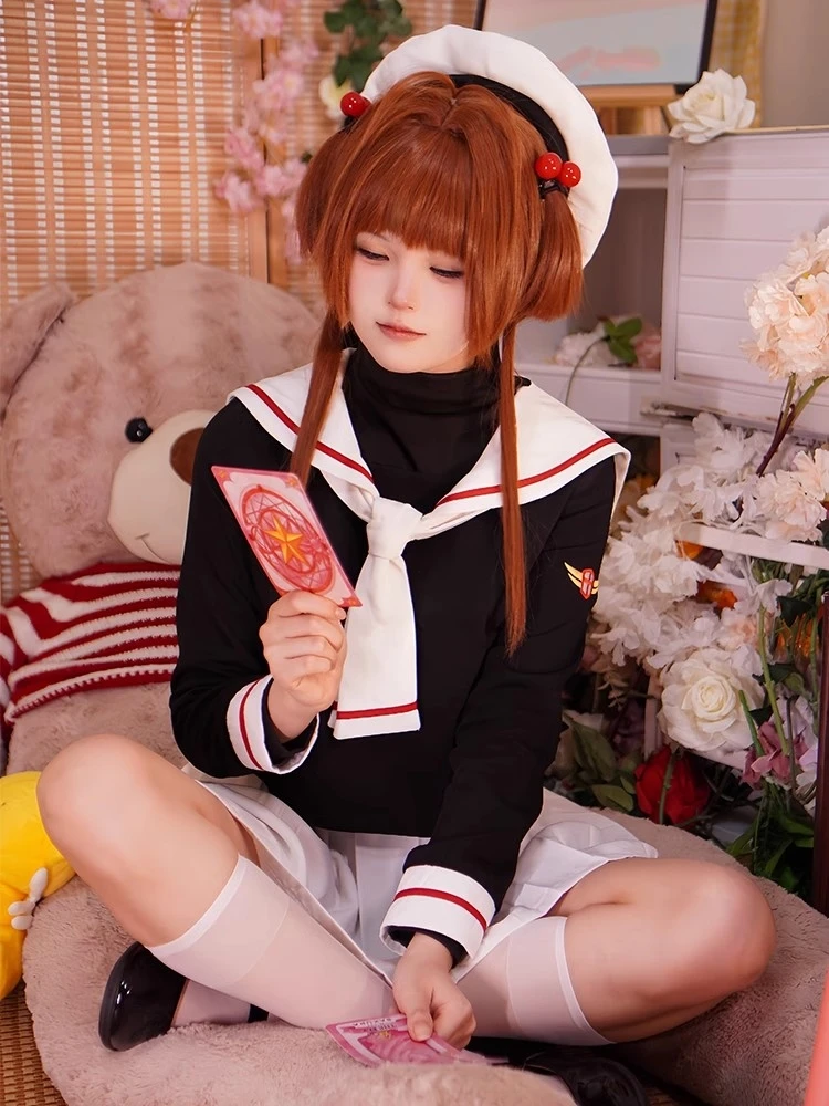 

Kinomoto Sakura косплей Card Captor аниме Сакура косплей для женщин и девочек школьная форма костюмы на Хэллоуин ролевые игры одежда в наличии