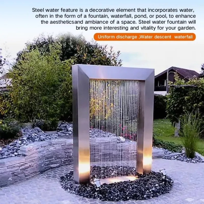 

Deposit Price Stainless Steel Luminous Flowing Water Sculpture Abstract Cello Fountain Landscape Real Estate Park Ornaments