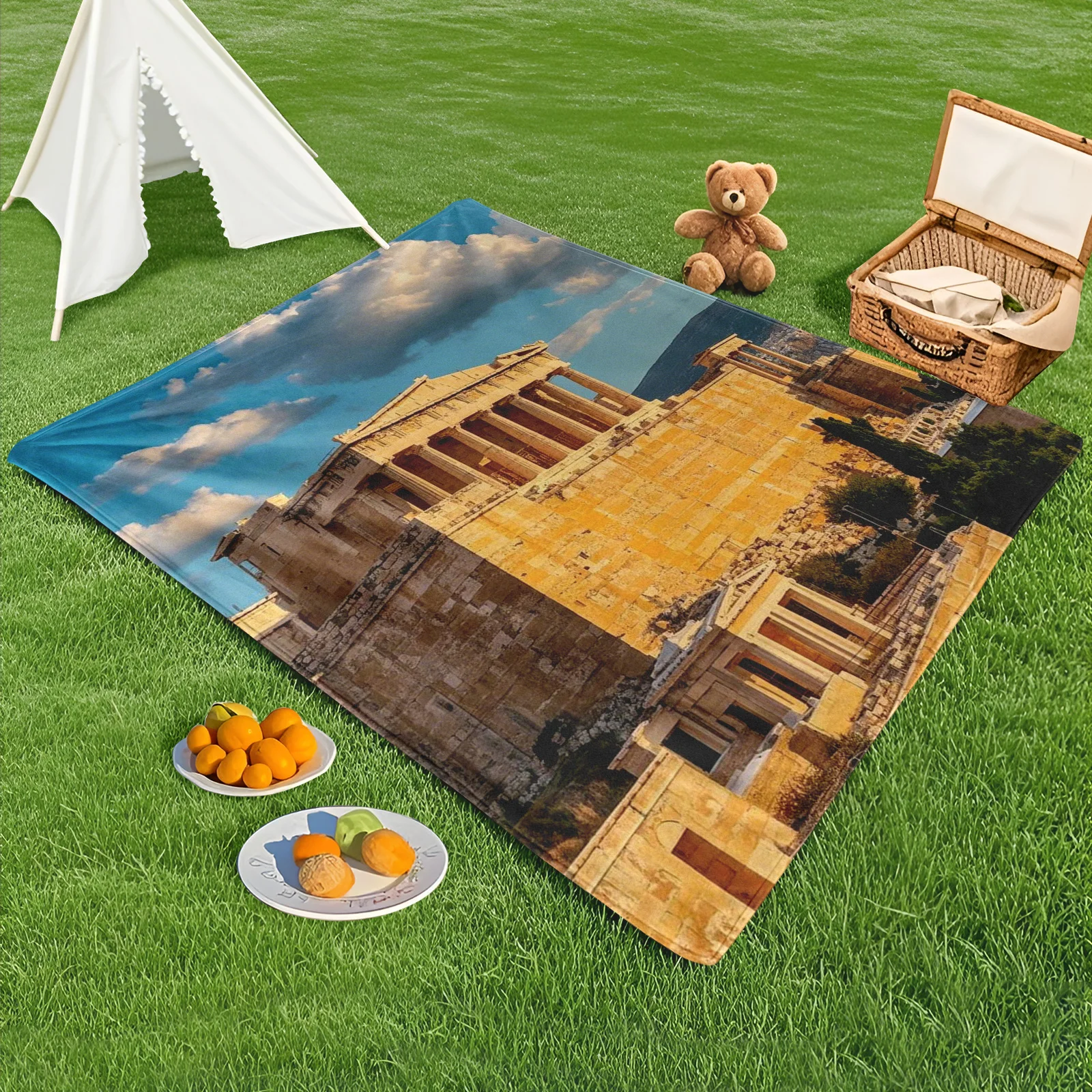 Acropolis Parthenon Ancient Greek Architecture Outdoor Blanket For Historical Exploration And Scenic Relaxation With