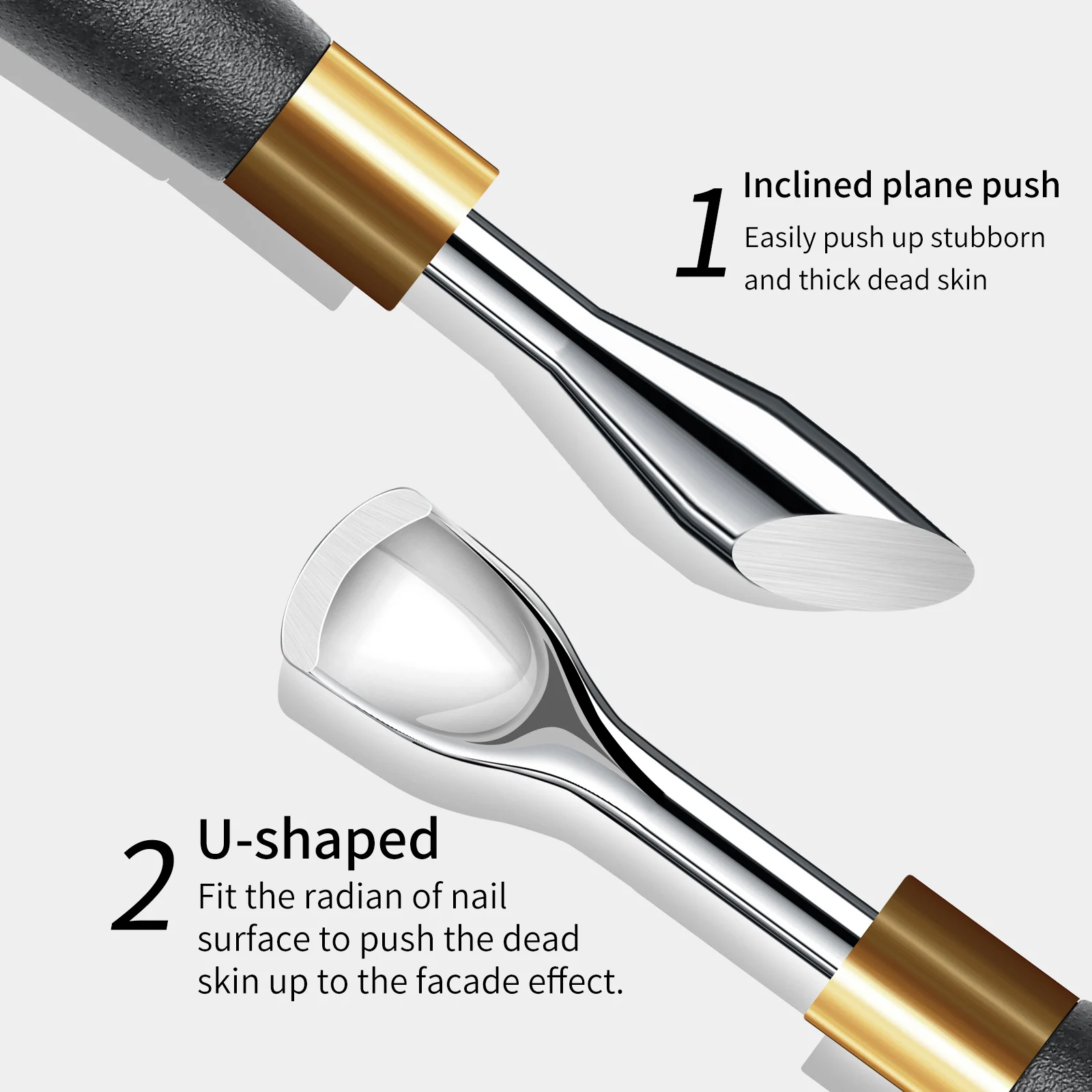 مقبض أسود هوك نوع انتهازي للبشرة مزيل طلاء الأظافر جل مكشطة الفولاذ المقاوم للصدأ أداة مانيكير نظيفة لفن الأظافر