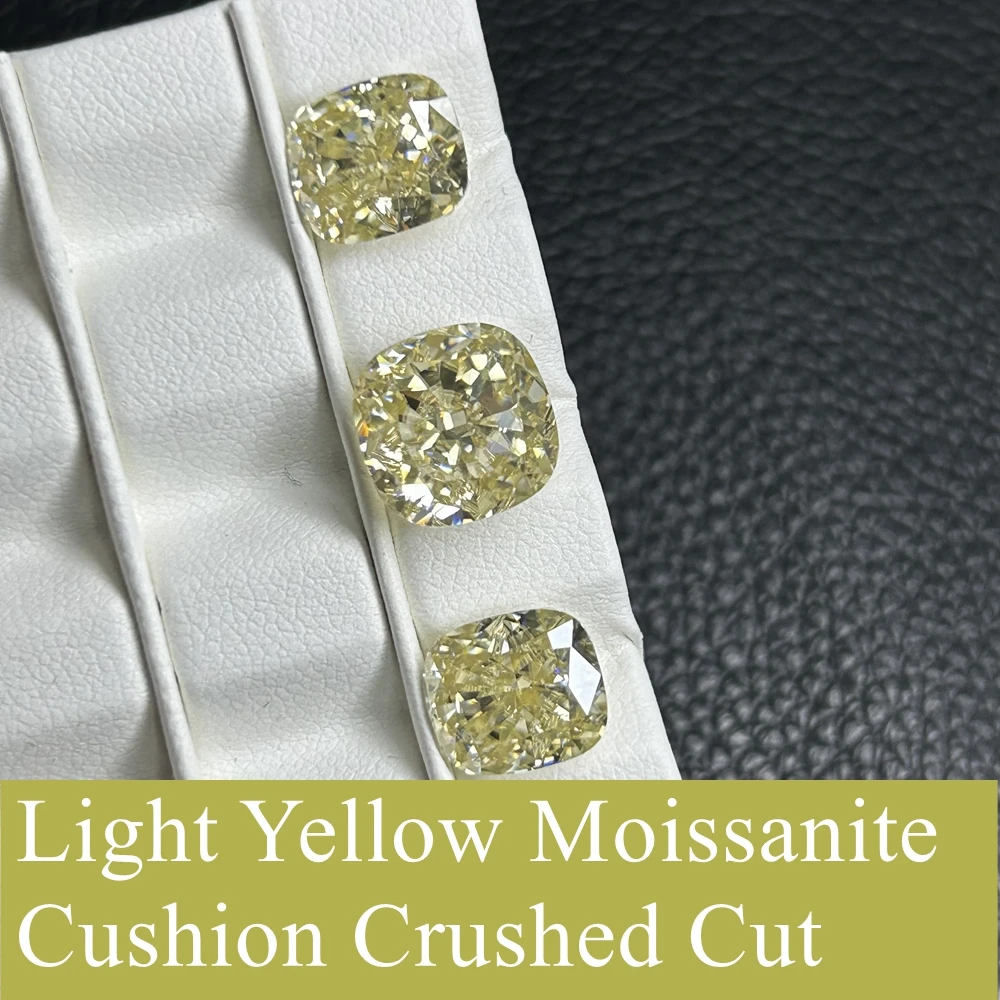 Light yellow Fat Square Moissanite Gemstones  Loose 1-7ct Moissanite Diamonds Pass Diamond Tester with GRA for Jewelry making