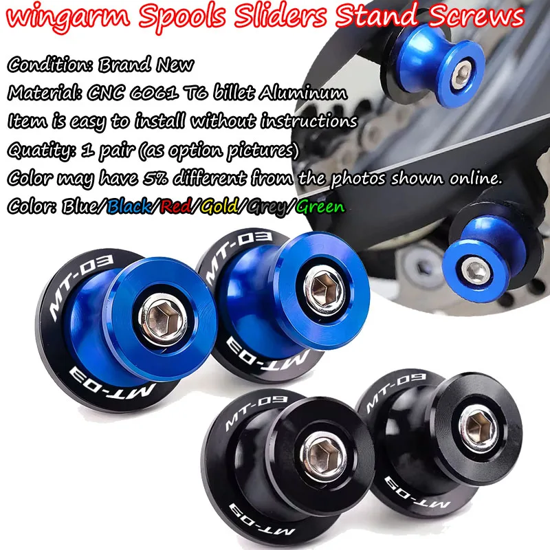 Para MT03 MT09 MT10: Parafusos de Suporte de Balança (Sliders) de 6MM para Motocicletas - Acessórios para Braço Oscilante