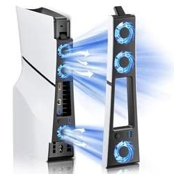 Cooling Fan for PS5 Slim Console with 3 Fans USB 3.0 Port Quiet RGB Light Cooling System for Sony PS5 Slim Gaming Accessories