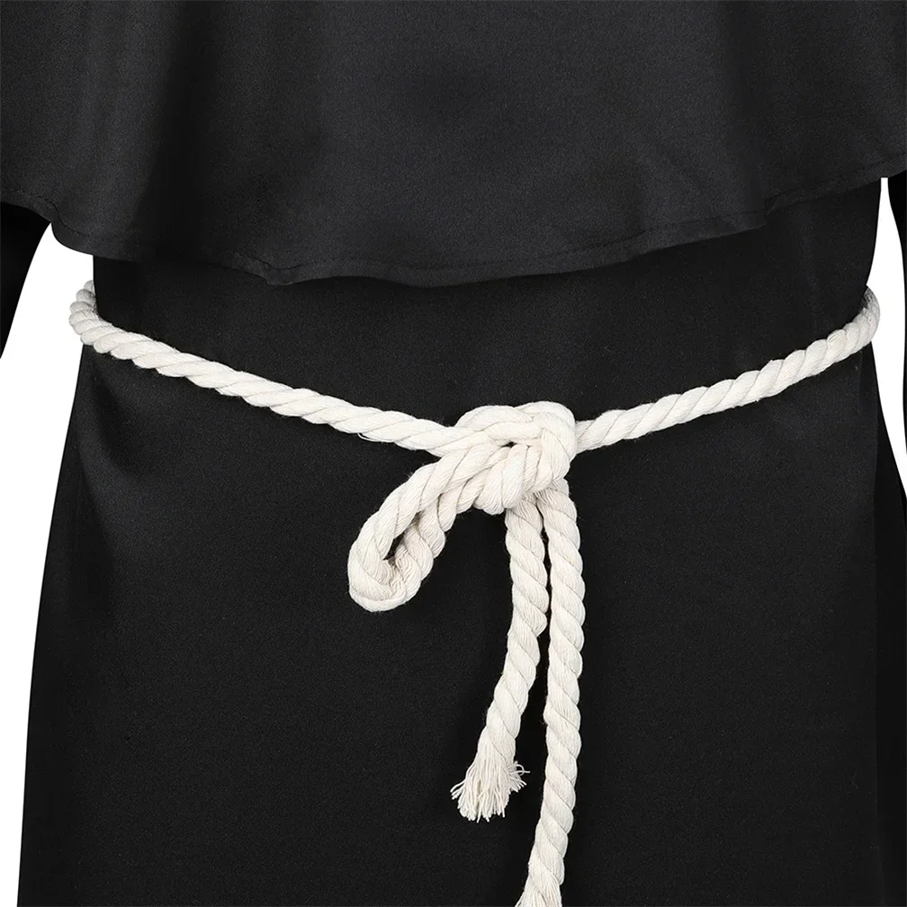 Monge frade medieval com capuz para homens, capa, renascimento, sacerdote, trajes de robe, dia das bruxas, vestido extravagante, boné