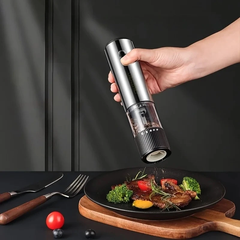 

Electric Salt and Pepper Grinder Automatic Rechargeable Pepper Mill Adjustable Coarseness Shakers for Kitchen
