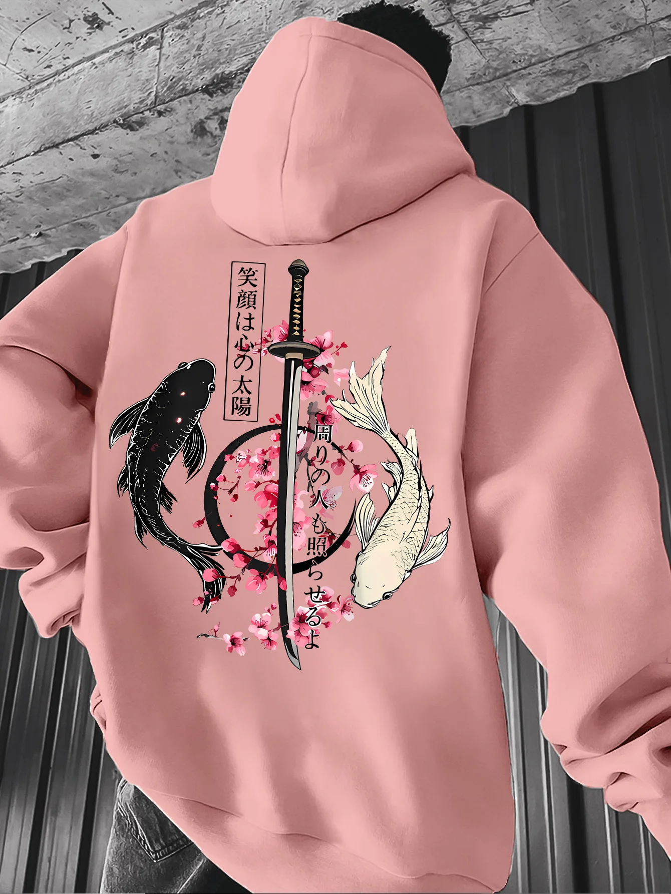 Japanese Style Hooded Sweatshirt for Men, Anime and Wind Style Hoodie, Made of Polyester Knit Fabric, Casual Style, Fitted Hoodie, Autumn/Winter Essentials
