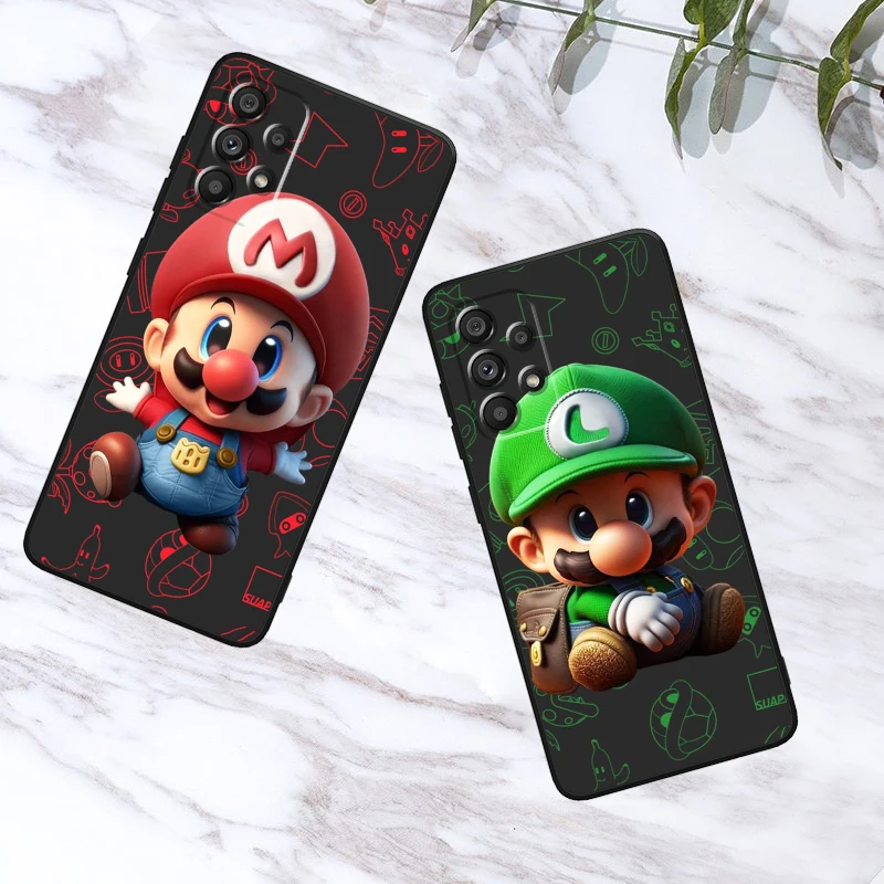 Japan Super Mario Art For Samsung A53 A52 A33 A32 A51 A71 A21S A13 A73 A50 A22 A23 A03 A72 A54 A12 5G Black Phone Case