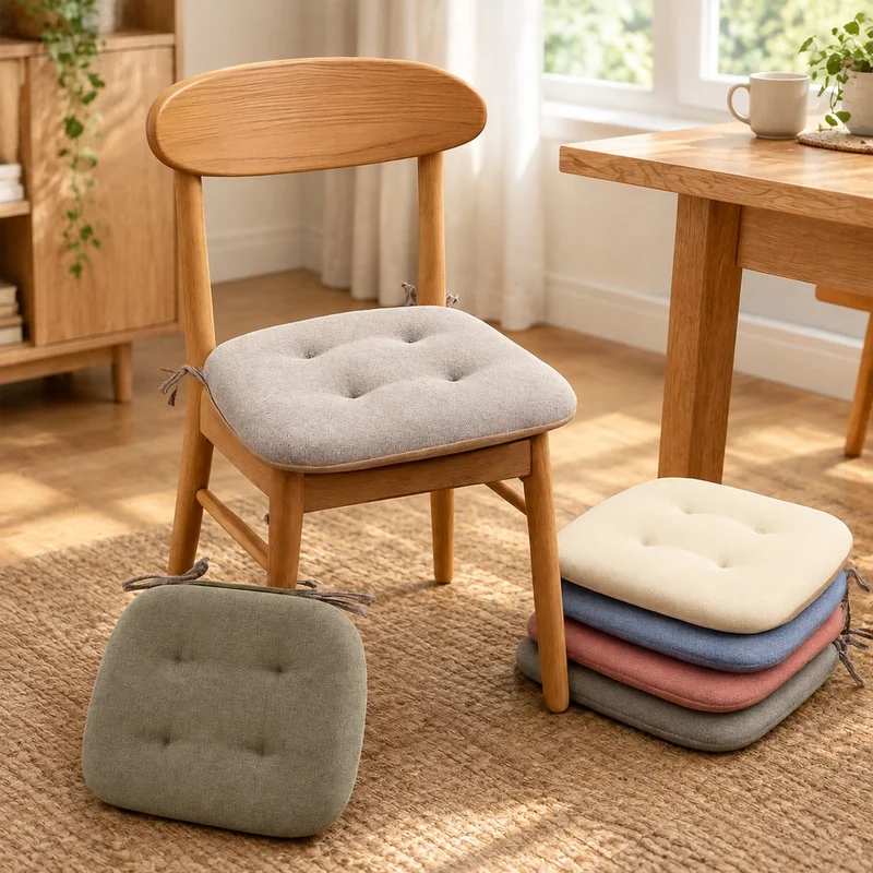 Thick Summer Cushion Made of Cotton Linen for Horseshoe Chair Seating, Ideal for Dining and Study Comfort
