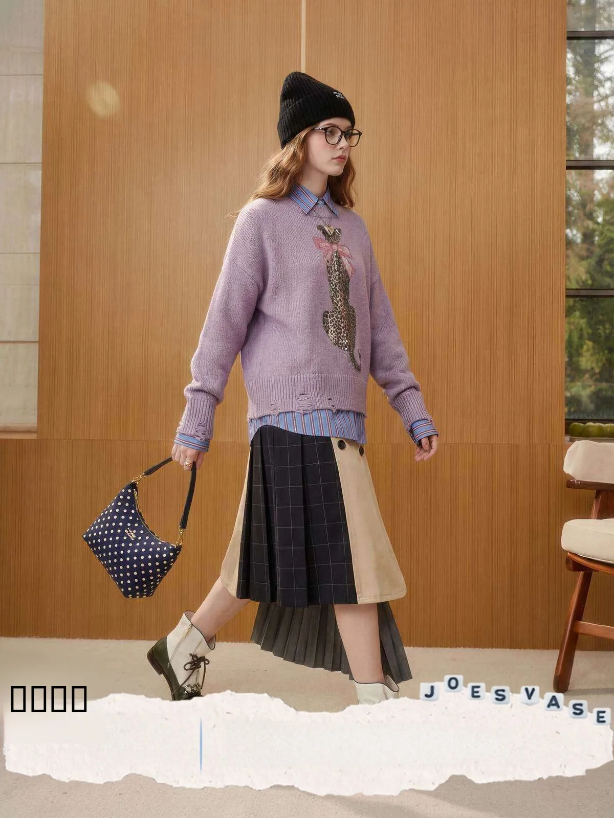 

Свободный женский фиолетовый вязаный свитер с длинными рукавами, имитация двухслойности, комфортный для повседневной носки