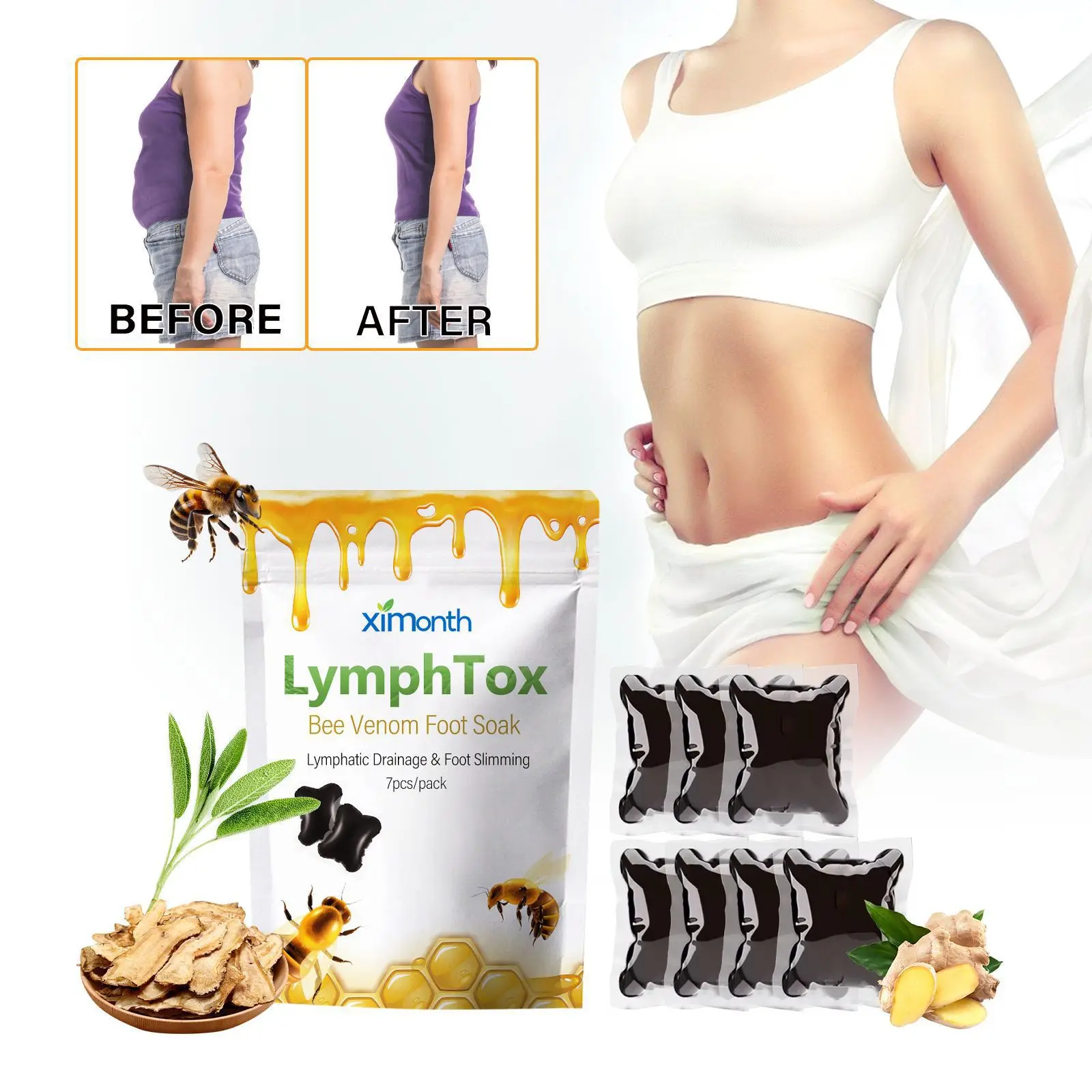 

Bee Venom Foot Bath Gel Beads Moisturize and Clean The Feet, Shape and Slim The Body, Relax and Care, Foot Soak Beads
