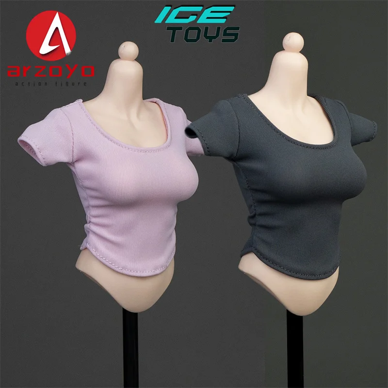 ICE TOYS IC1022 1/6 여성용 타이트 플리츠 반소매 티셔츠 의상 모델 12'' TBL JIAOU 솔저 액션 피규어 바디 인형용