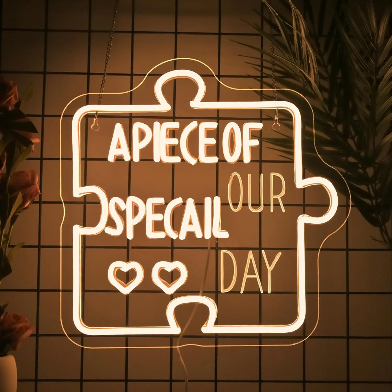APIECE OF NOSSA DÍA ESPECIAL Letrero de neón para fiesta en casa Pared Decoración de boda Luz de neón regulable LED para aniversario Arte Regalo de cumpleaños