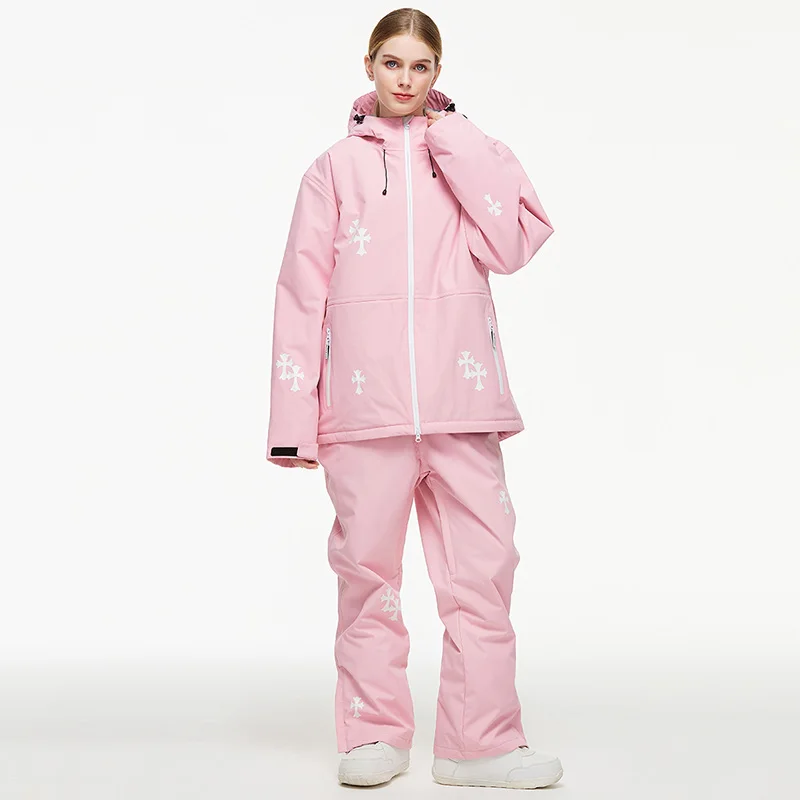 

Комплект лыжного костюма из двух предметов, женские верхние брюки, зимняя новая ветрозащитная водонепроницаемая зимняя одежда, устойчивая к истиранию теплая одежда для занятий спортом на открытом воздухе