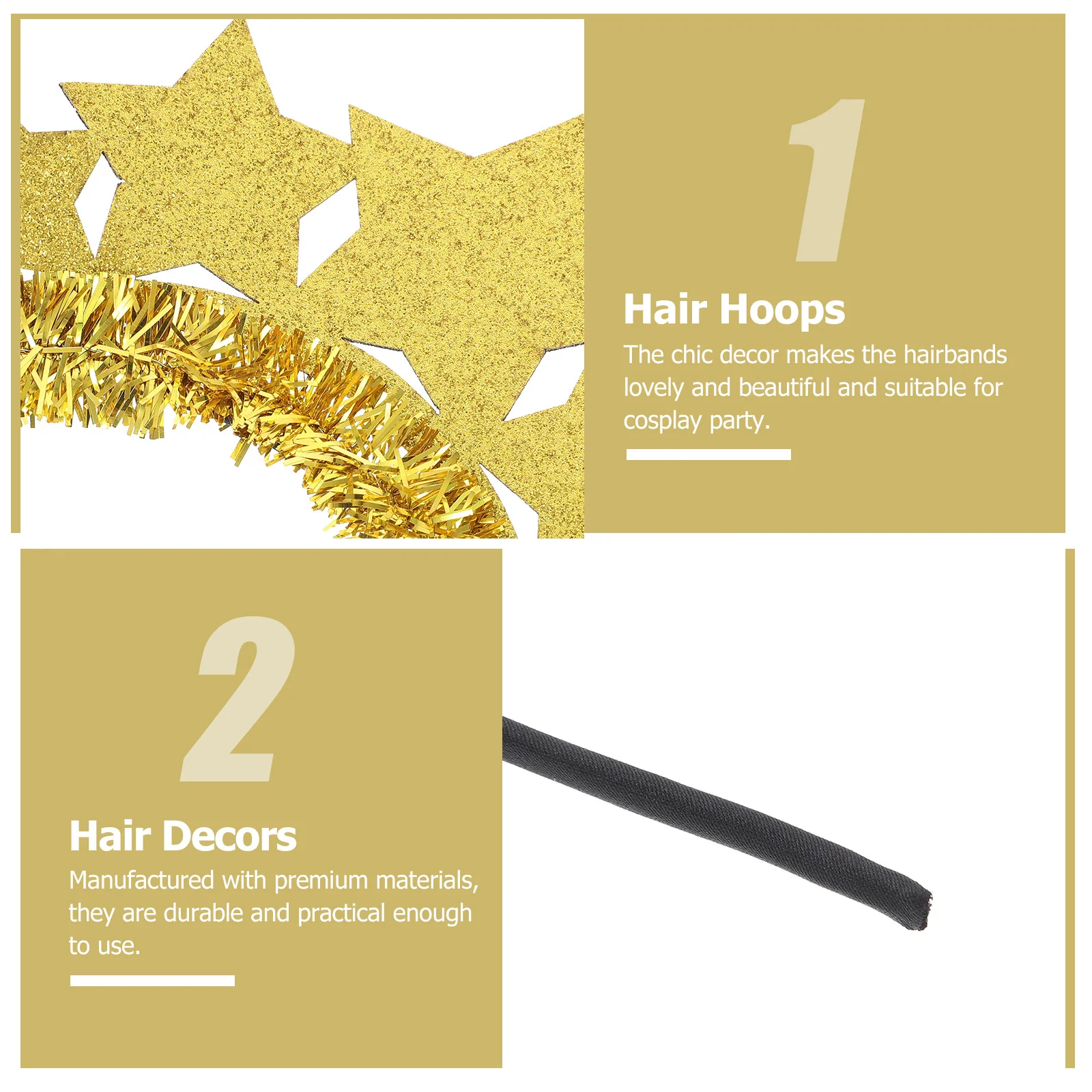 

2Pcs Photo Decor Hair Hoops Party Using Props Perfect for Cosplay Stage Performance Chic Hair Hoops Party Game Props