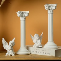 Resin Angel Figurines with Roman Column Cherubs Statue Wings Sleeping Thinking Angle for Home Room Desktop Office Decoration