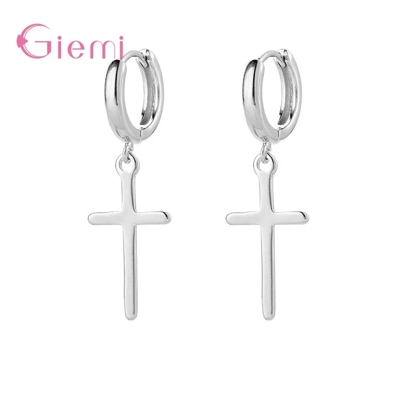 

Fashion Trendy 925 Sterling Silver Earrings Cross Drop Earrings For Women Men Gift Earings Pendant Fine Jewelry Wholesale