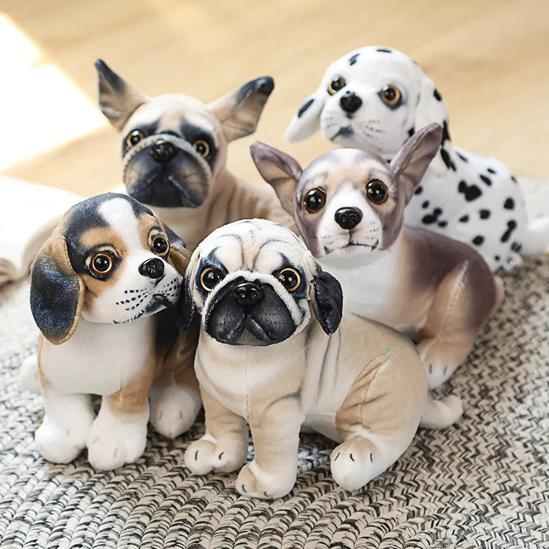20cm Simulation Sitting Bulldog Pug Dog Beagle Plush Toys Dalmatian Soft Dolls Stuffed Animal Birthday Gifts for Kids Room Decor