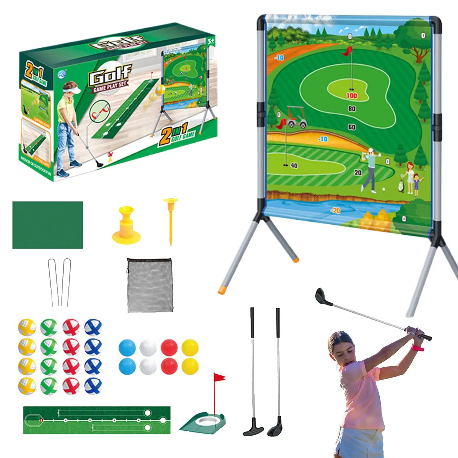 

Outdoor Golf Game Golf Training Aid Outdoor Games Sports Toys With Balls Tees Putting Mat Outside Activities For Training