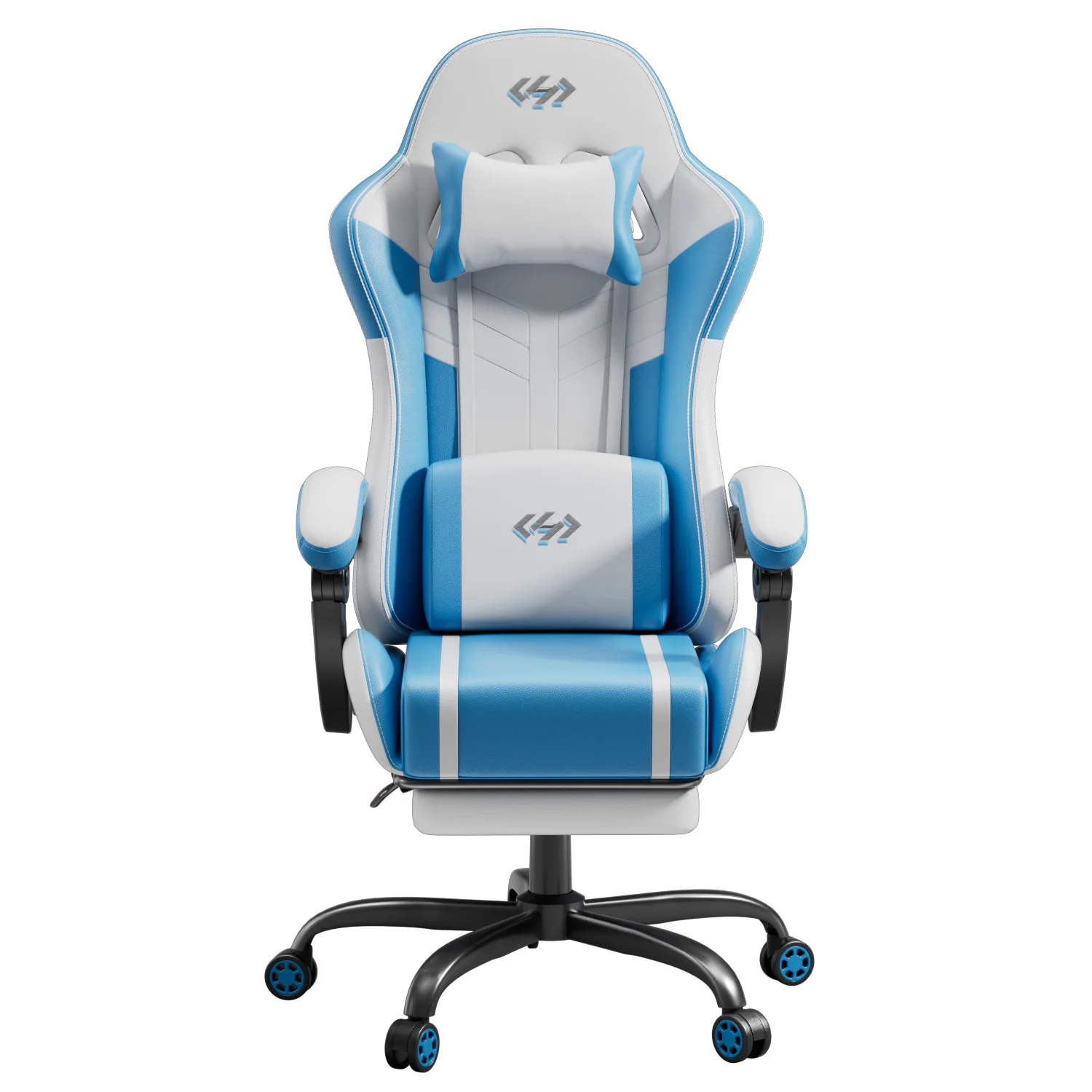 NEBMAAX Ergonomic Gaming Chair with Footrest Massage Function PU Leather Office Chair for Adults Swivel Computer Chair with Headrest And Lumbar Support