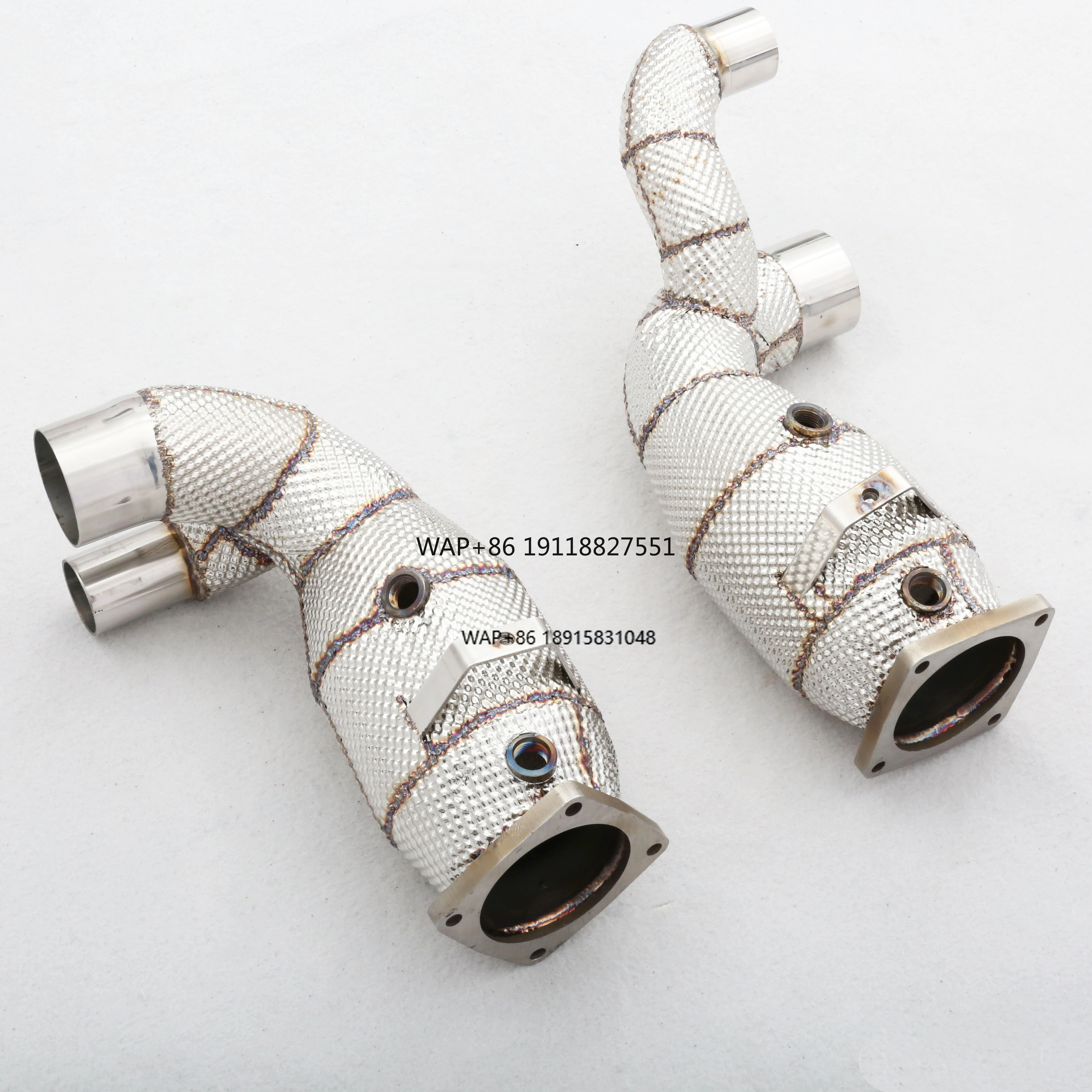 

OEM Custom 304 Stainless Steel 1.5mm Mirror Polished Race Catted Downpipe Heatshield Perfect Fit Exhaust Pipes