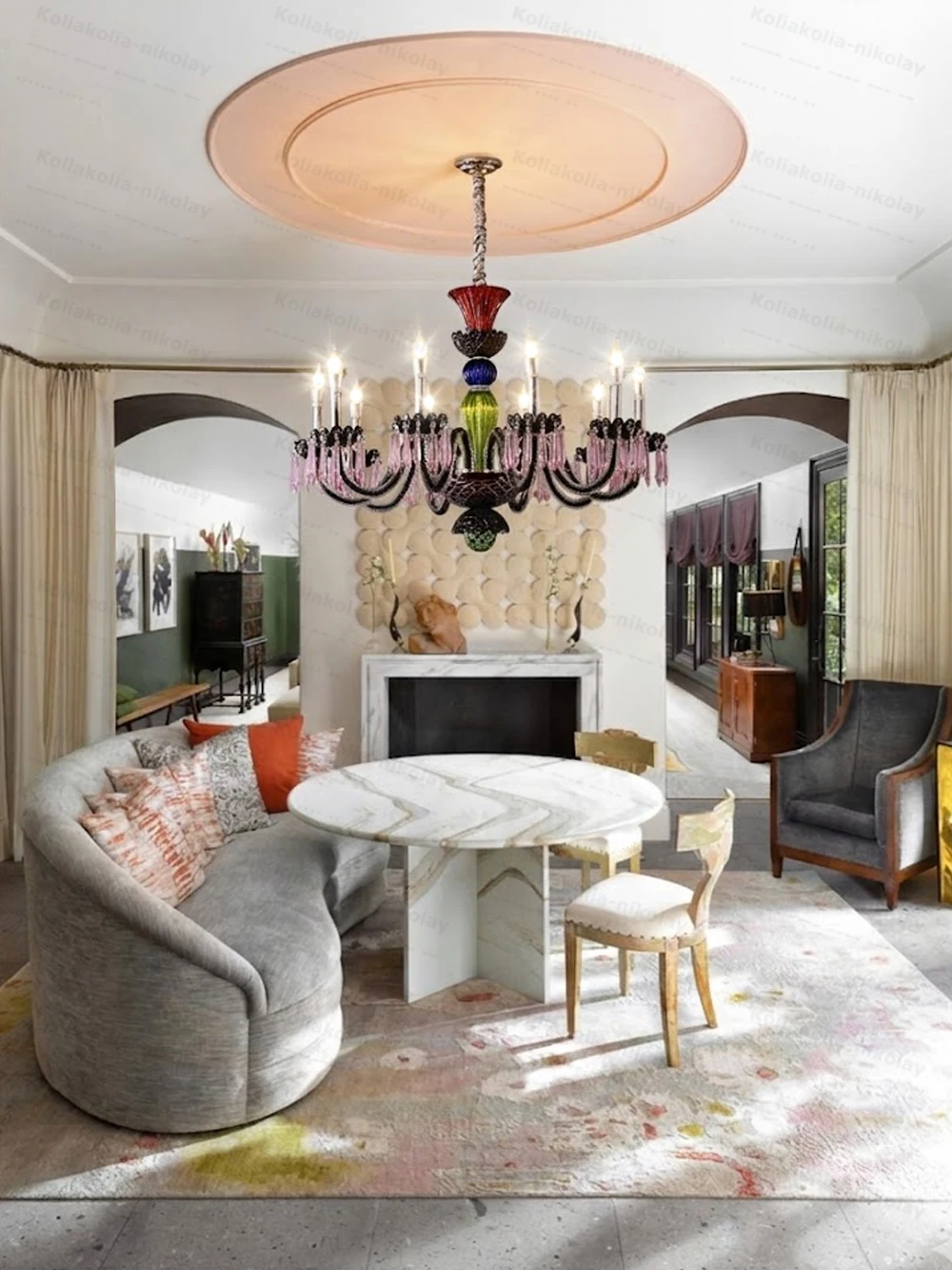 French Design Colorized Crystal Dimmable LED 2026 Chandelier Lighting Hanging Lamps Suspension