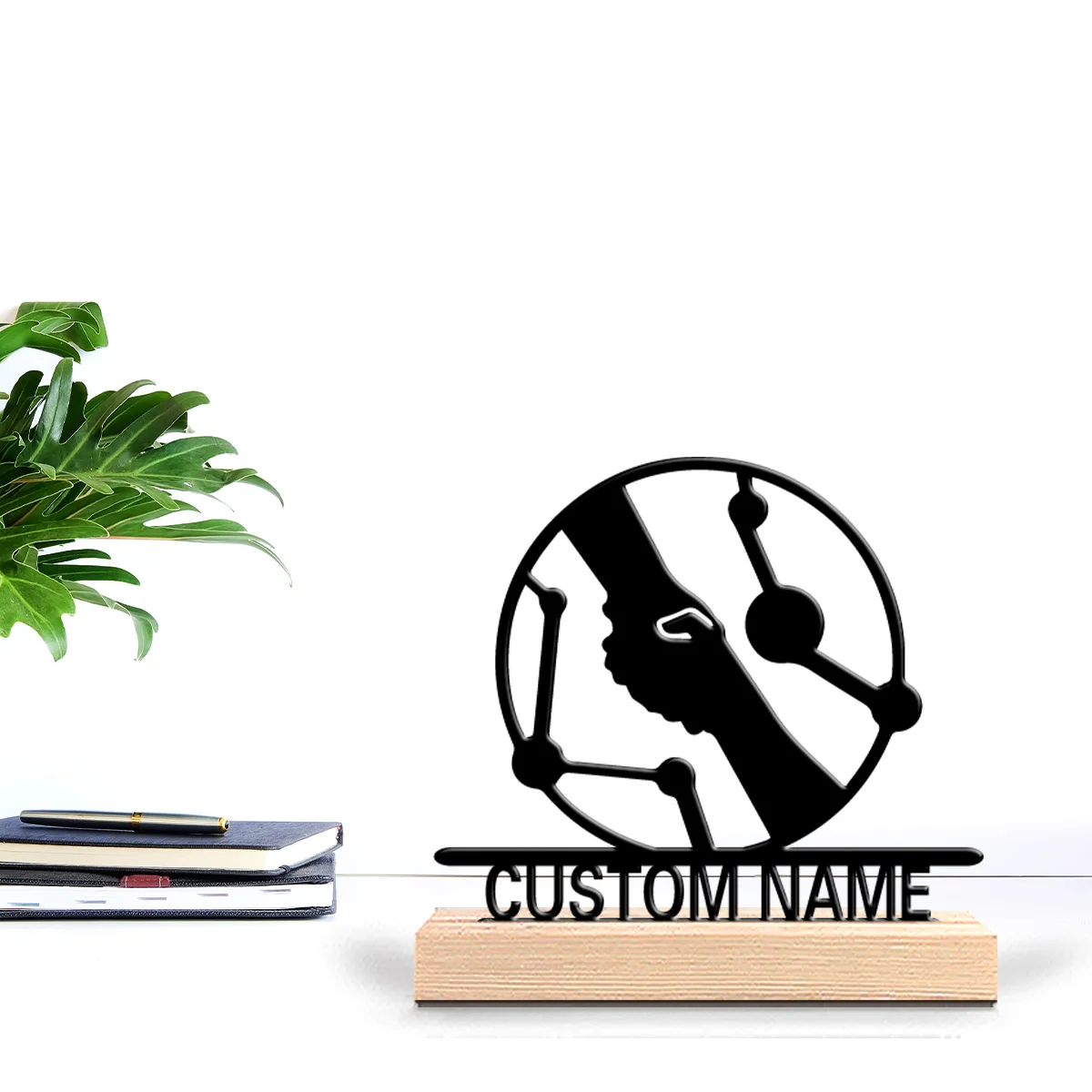 Estatuas de Metal de cooperación y atención médica, decoración de Base de madera con temática científica para médicos, psicopatín, romántico, personalizado, 1 ud.