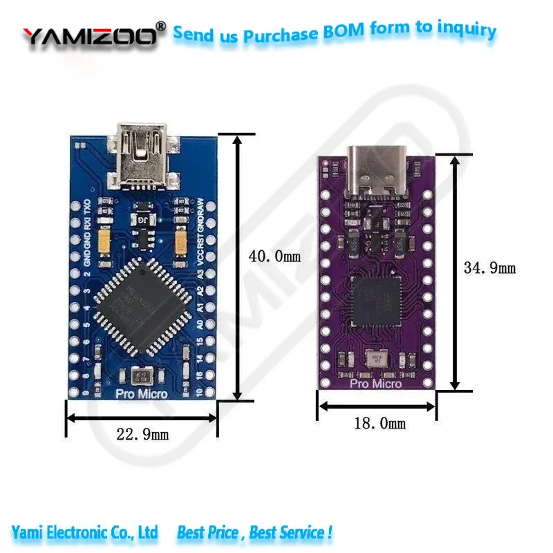 Type-C MINI USB Pro Micro für Arduino ATmega32U4 5V/16MHz 3.3V/8MHz Modul mit 2-reihigem Pin-Header Leonardo USB-Schnittstellenkarte – Detail 5