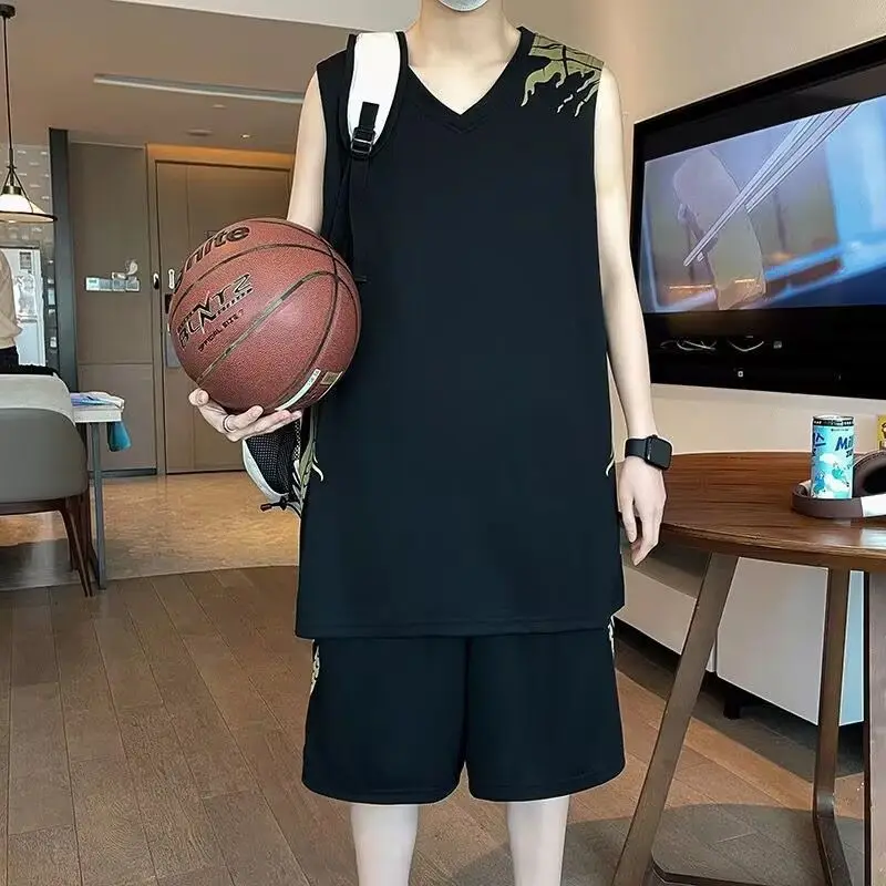 

Men's Plus Size Sleeveless Sports Set Summer Quick Dry Tank Top Shorts Gym Training Basketball Outfit Jogging Suit
