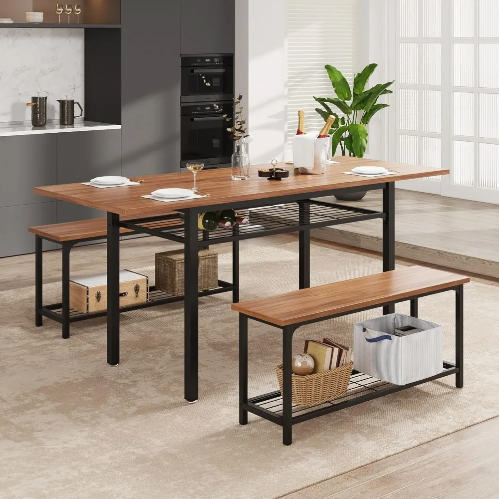 Set de table à manger 3 pièces, table à manger extensible pour 6 à 8 personnes, ensemble de restaurant de style bohème à six prêts hypothécaires