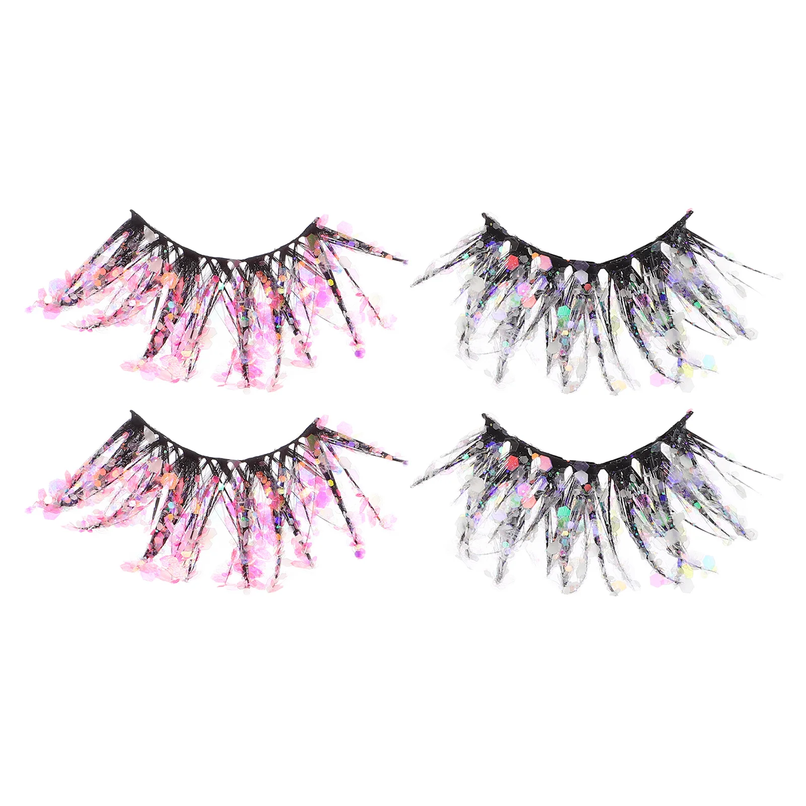 

2pcs Night Glow False Eyelashes 3D Fluorescent Luminous Strip For Party Club Wear Glitter Fake Lashes Women Decorative