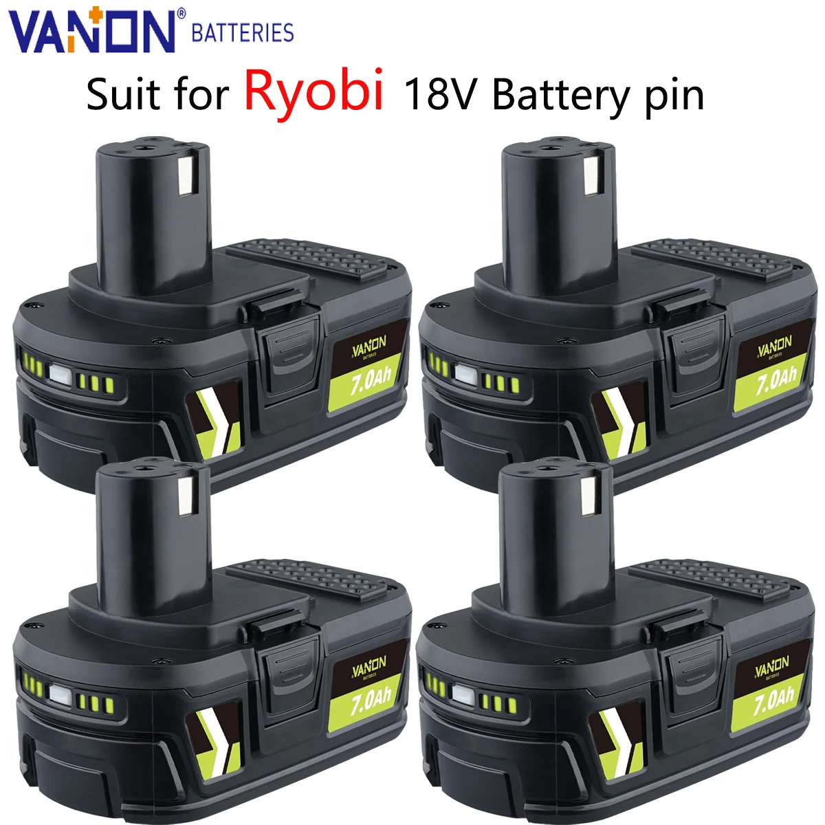 

Vanon 2/4Pack P108 7.0Ah 18V One+ Lithium Battery Replace for Ryobi P102 P103 P104 P105 P106 P109 P122 Electric Tool Battery pin