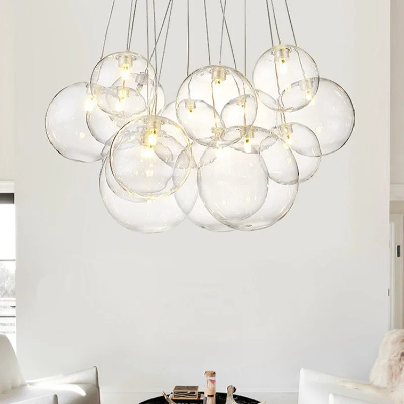 

Современный минималистичный и модный подвесной светильник с пузырьковой молекулой для гостиной, столовой, бараной стойки, круглый стеклянный декоративный светильник