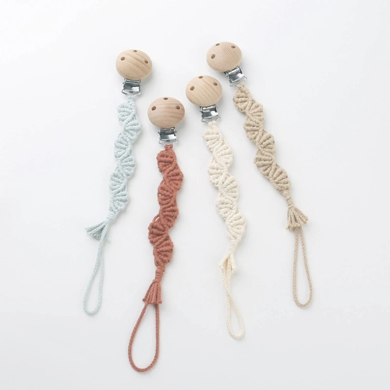 Baby Boys Girls Soother Nipple Pacifier Clip Dummy Holder Simple Crochet Cotton Chain Hand-woven Pacifier Chain