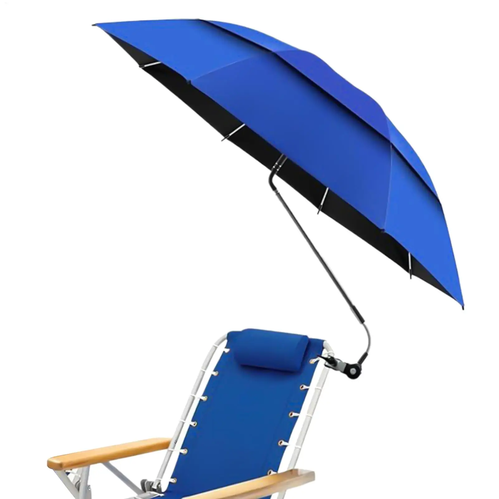Adjustable Beach Chair Umbrella Outdoor Sunshade Umbrella Lightweight Clamp-on Wheelchair Stroller Canopy for Camping Beach