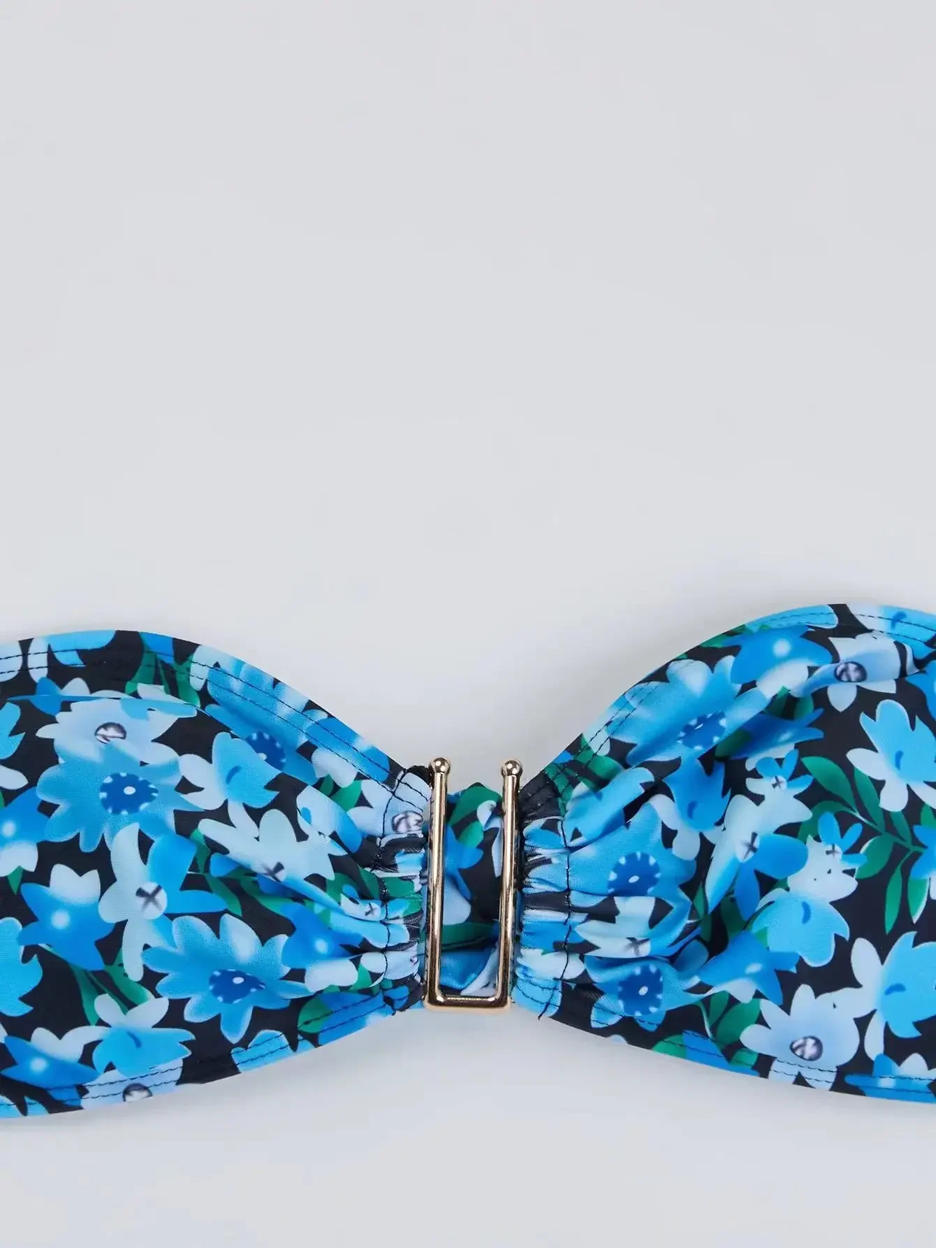 2024 Women 3 Pieces Suit Swimwear U-Shape Metal Floral Print Swimsuit Sexy Off Shoulder Bikini Set+Skirt Beachwear Bathing Suits