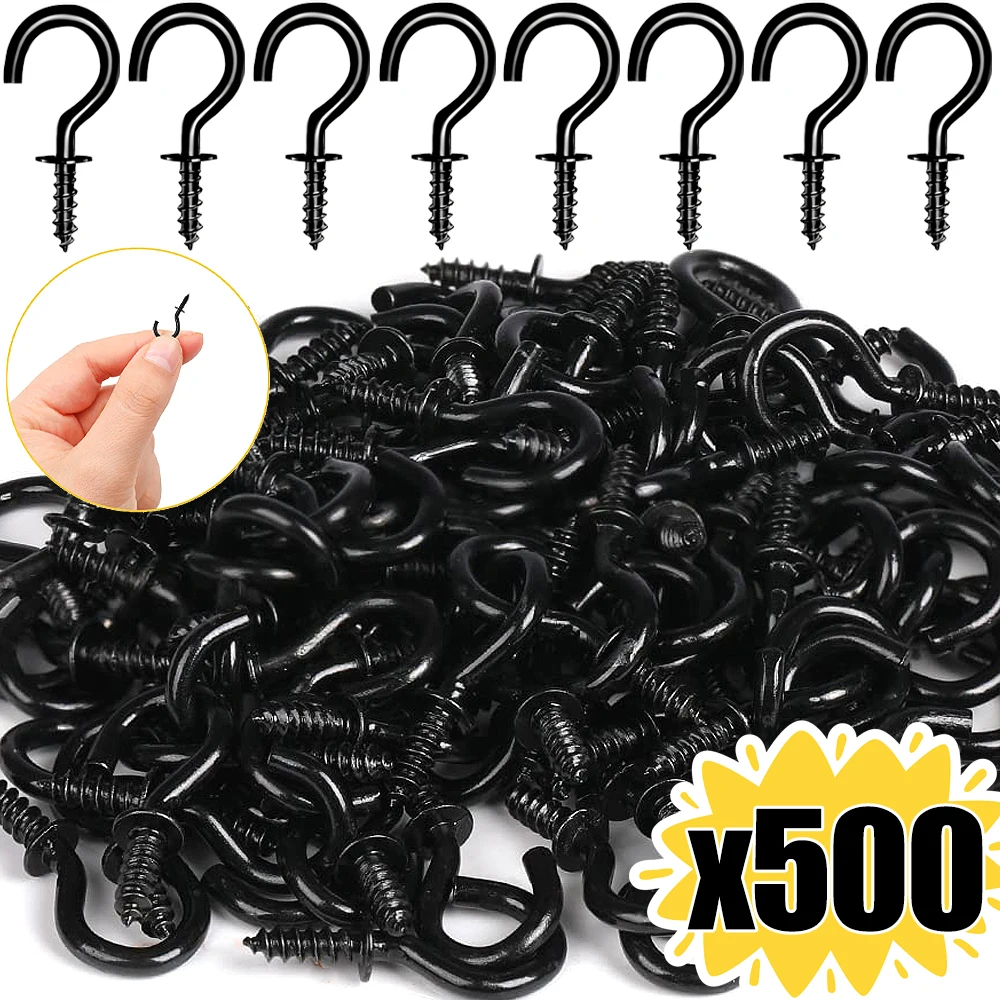 500-50Pcs Screw Hooks Wall Mounted Hanging Hangers for String Lights Coat Towel Bags Caps Hook Kitchen Bathroom Storage Racks