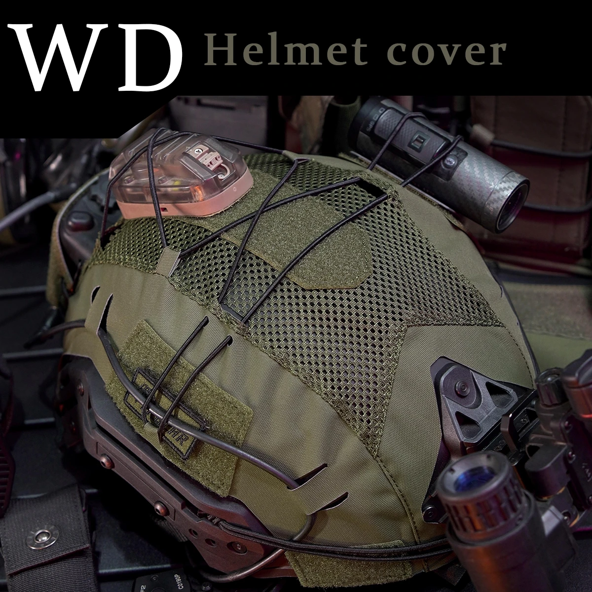 Capa de pano para capacete tático, para capacete wendy com bolso traseiro de bateria 500d cordura nylon militar, pano para capacete com