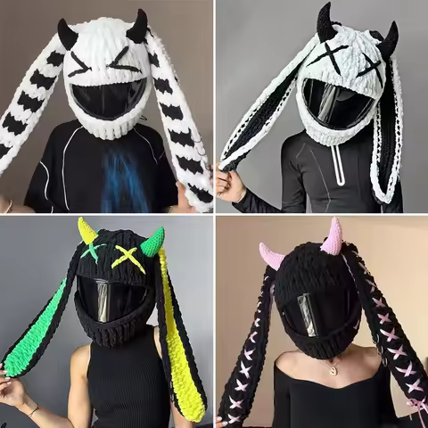 Motorcycle Helmet Protective Cover Hand Crocheted Trendy Halloween Funny Personalized Helmet Cover Headwear