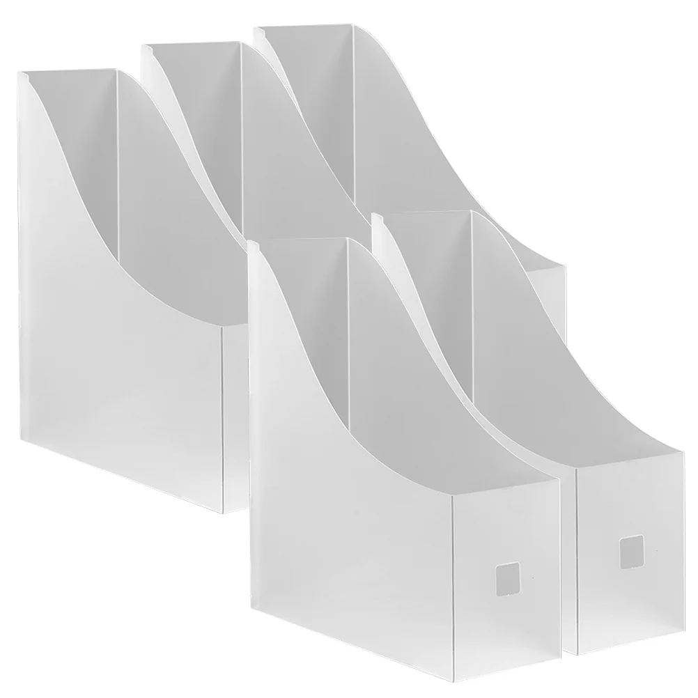 5 Pcs File Storage Box Document Holder Vertical Paper ganizer Office Supplies Plastic Curve Design Transparent Matte