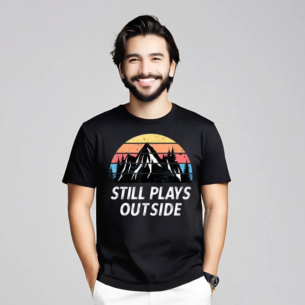 

Hiking Funny Pun Still Plays T Shirts Casual Short Sleeve Loose O Neck 100% Cotton Fabric Tops Tees Slogan Tops Tees Dad Autumn