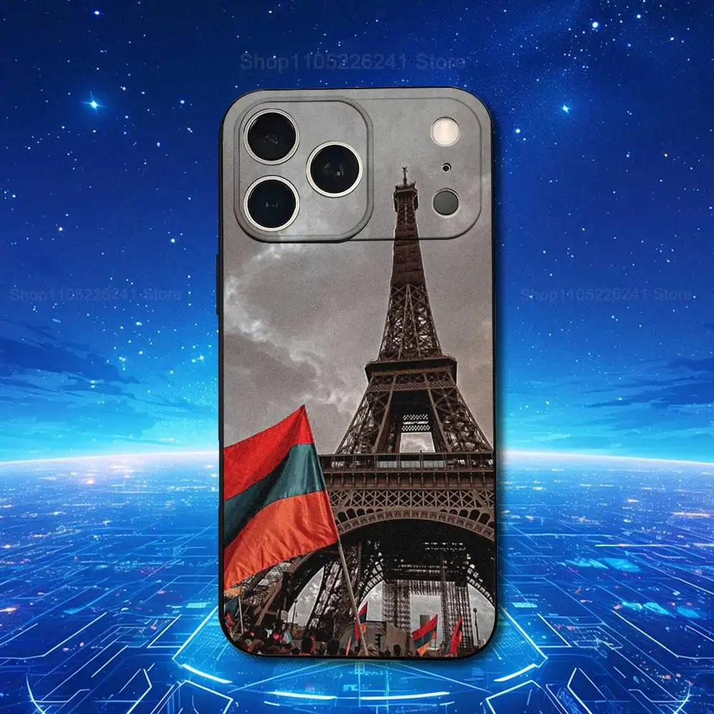 เคสโทรศัพท์ลายธงชาติอาร์เมเนีย สำหรับ iPhone 17,16,15,14,13,12,11,Plus,Pro Max,XS,X,XR,SE,Mini,8,7  วัสดุซิลิโคนนิ่ม สีดำ