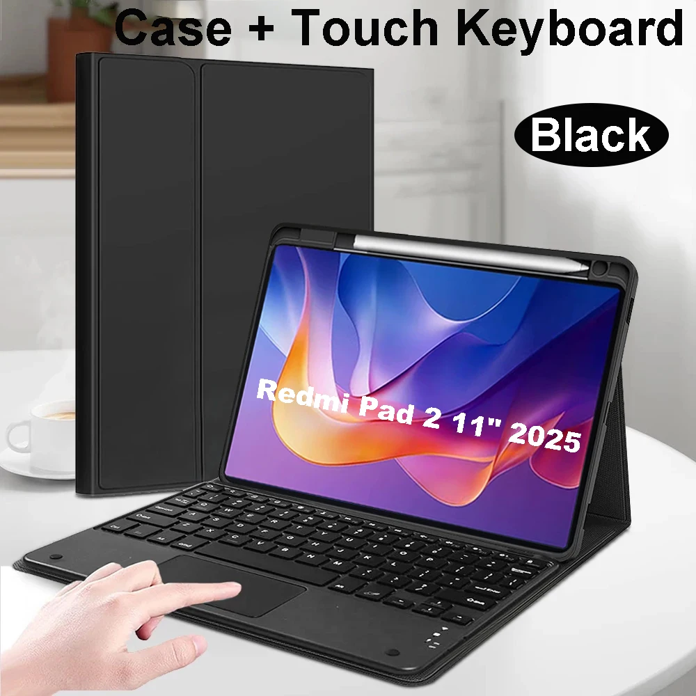 

Чехол с клавиатурой Mgaic для Redmi Pad 2 11 дюймов 2025 Чехол с Bluetooth-клавиатурой для Xiaomi Redmi Pad 2 11-дюймовый кожаный чехол с подставкой