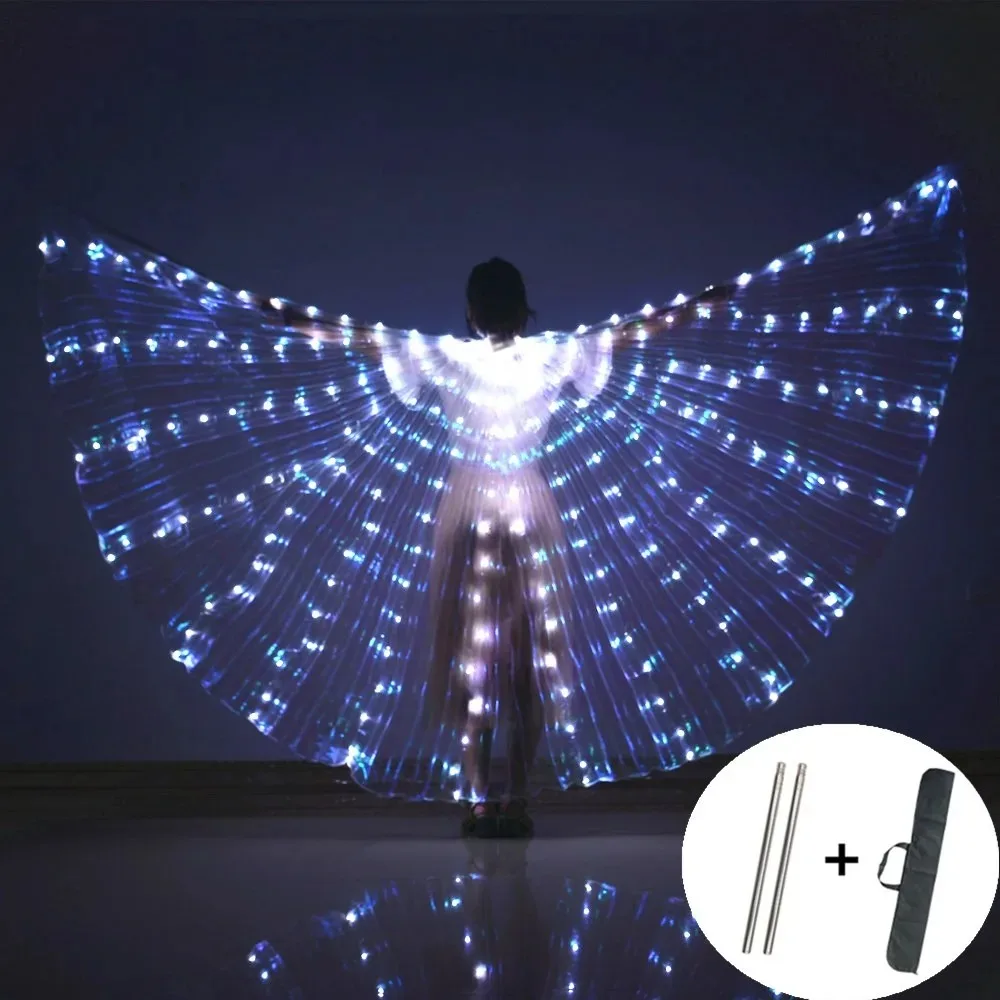 LED leuchtend weiß grün blau Licht erwachsene Kinder Kind Tänzer Schmetterling Isis Flügel Bauchtanz Party Halloween Kostüm Requisiten