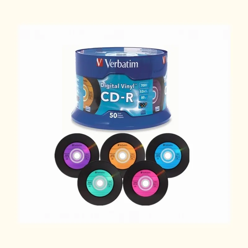 Digitale Vinyl-ASO-CD-R-Disc, CDR-CD-Disc, blau, 52 x 700 MB, 80 Min., 50 Stück/Packung – Detail 1