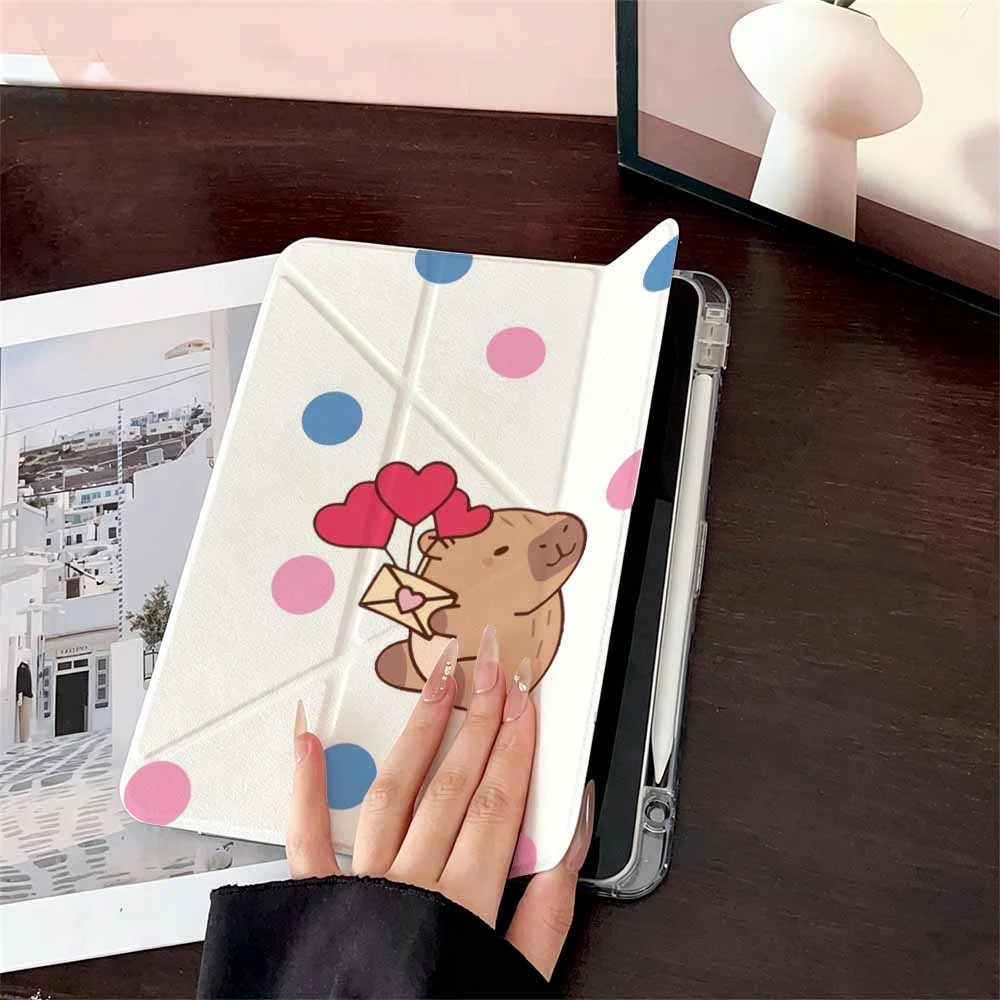 Polka Dots Capybara For Samsung Galaxy Tab A8 A9 A11 S6 S7 S8 S9 S10 FE Plus Lite Protective With Pen Slot Tablet Case