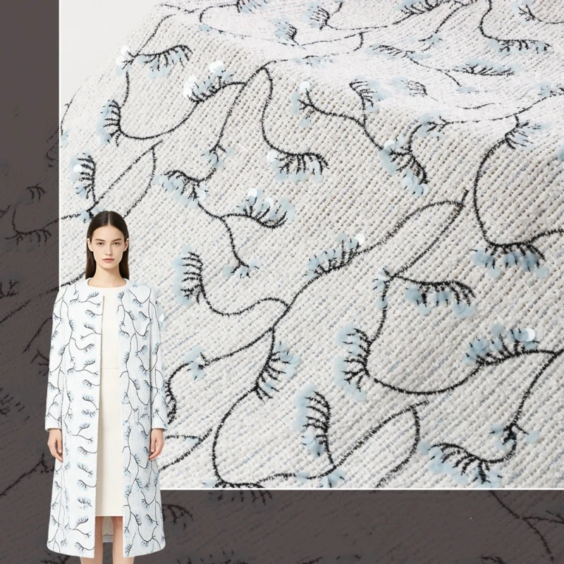Wide 130cm Shiny Sequined Woven Tweed Fabric 100% Polyester for Women Jacket Skirt Handbag Footwear Decoration