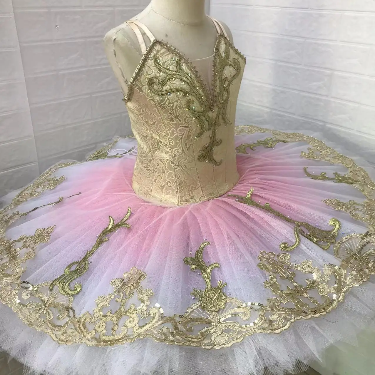 Saia de balé profissional tutu cor gradiente ouro